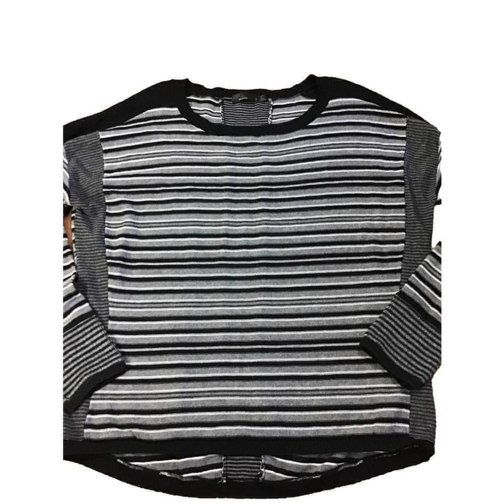 Prana Womens Small Mixed Stripe Long Sleeve Pullover Sweater Black Gray - Picture 3 of 7